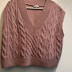 Women's Cable Knit Sweater Vest - Pink